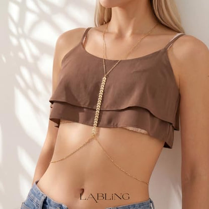 Gold Body Chain for Women | Layered Bikini Belly & Waist Chain Adjustable | Sexy Back Jewelry for Beach Vacation & Parties - color: Style 4
