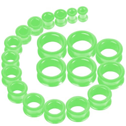20Pcs Silicone Ear Gauges 2G-25mm Flexible Ear Tunnels Gauges Soft Expander Stretching Ear Plugs Tunnels Black Earring Piercings Jewelry for Men Women - color: Thick Green-1 Silicone