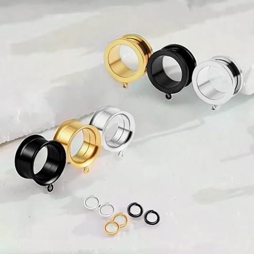 WBRWP 6pcs Ear Gauges Tunnels Plugs: DIY Ear Tunnles Piercing Expander Stainless Steel Double Flared Screw Gauges - color: Gold-Style 2