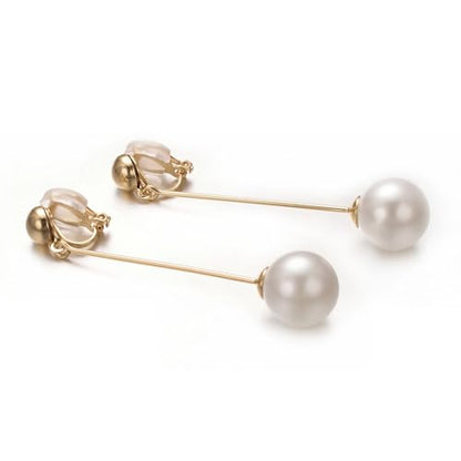 Yoursf Gold Pearl Dangle Clip On Earrings For Women Hypoallergenic White Pearl Drop Earrings 18K Gold Plated Non Pierced Ears Pearl Drop Earrings Fashion Jewelry - style: Women's Gold Pearl Drop Clip Earrings