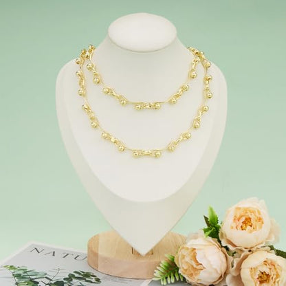 KYUNHOO 16.4FT Bulk Gold Chain for Crafting Charm DIY Jewelry Supplies | Gold Plated Jewelry Links Iron Metal Chains Bulk Light Beaded Chain for Handcrafts - color: Bead Gold