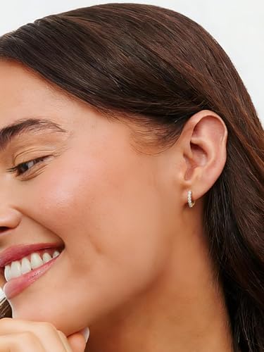 Chunky Emerald Sapphire Ruby Hoop Earrings, Princess or Round Cut, 14k Yellow Gold Plated Sterling Silver Cubic Zirconia Huggie Earings Minimalist Hoops Earrings for Women Wedding Daily Birthday - style: Round cut -5a CZ -Gold