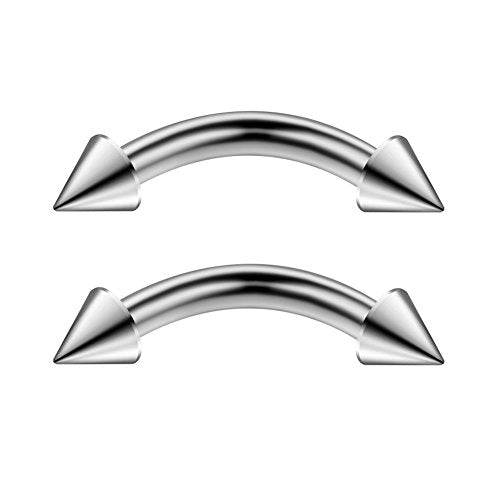 12PCS 12G Surgical Steel PA Eyebrow Ear Navel Belly Lip Ring Body Piercing Jewelry - style: 10mm w Spikes