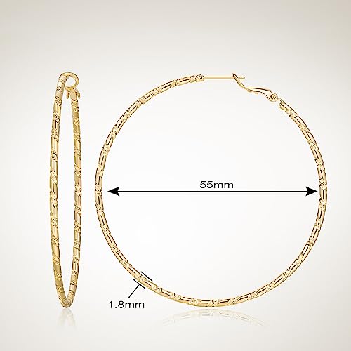 SPOINT Gold Hoop Earrings for Women 14K Gold Hoop Earrings for Women | 14K Gold Earrings for Women Lightweight Large Gold Hoop Earrings Hypoallergenic Gold Hoops Earring for Women 35/45/55mm