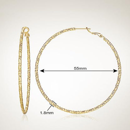 SPOINT Gold Hoop Earrings for Women 14K Gold Hoop Earrings for Women | 14K Gold Earrings for Women Lightweight Large Gold Hoop Earrings Hypoallergenic Gold Hoops Earring for Women 35/45/55mm