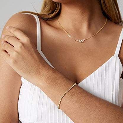 14K Gold Plated Handmade Dainty Dot Bracelet Cute Thin Everyday Bracelets for Women Men Size 6.5"+2" Extender - color: Bead:Gold