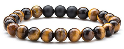 Men Women 8mm Tiger Eye Stone Beads Bracelet - color: Tiger Eye Matte-21003