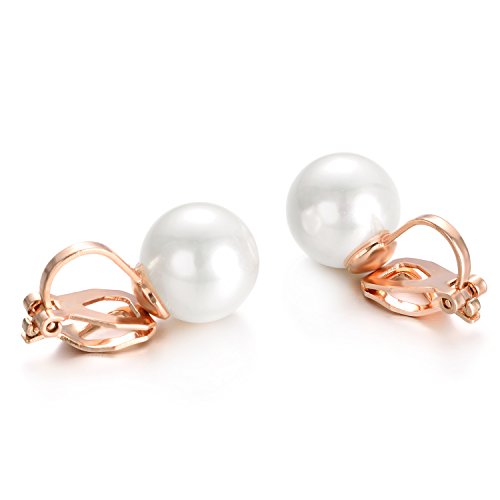 Yoursfs 10mm Tiny Pearl Clip On Earrings for Women 18K Gold Plated Faux Pearls Bridal Earring Fashion Wedding Jewelry - color: White Pearl