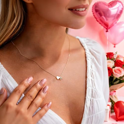 Turandoss Heart Initial Necklace for Women Teen Girls - 18K Gold Plated Letter A-Z Pendant Necklace Dainty Heart Necklaces Tiny Initial Necklaces Birthday Gifts for Women Jewelry - color: Gold, style: A.