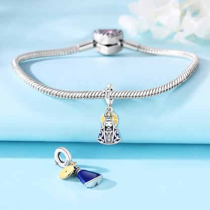 925 Sterling Silver Charms for Bracelets and Necklace Religious Cross Pendants Praying Hands, Bible, Virgin Mary, Jesus, Church Bead Jewelry - color: Blessed Virgin Mary Charms