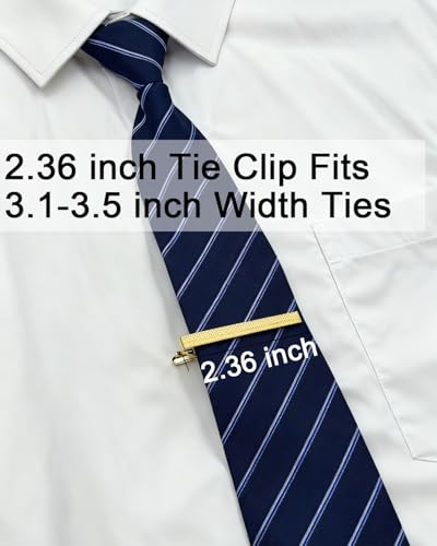 Gold Silver Black Tie Clips for Men, 2.36in Tie Bar & Pin with Gift Box | Solid Brass Protects Silk Ties. Men's Accessories ideal for Business, Wedding, Formal, Husband, Boyfriend, Father - style: Silver