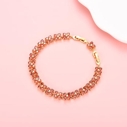 GULICX Fashion Tennis Bracelet for Women Cubic Zirconia Crystal Flower Multicolor Bracelet - color: red