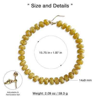 Colorful Chunky Resin Beaded Choker Necklaces for Women | Multicolor Beads, Sturdy Metal Chain, Adjustable, Detachable, Lightweight, Summer Beach Boho, Trendy Statement Jewelry Gift - color: Light Yellow