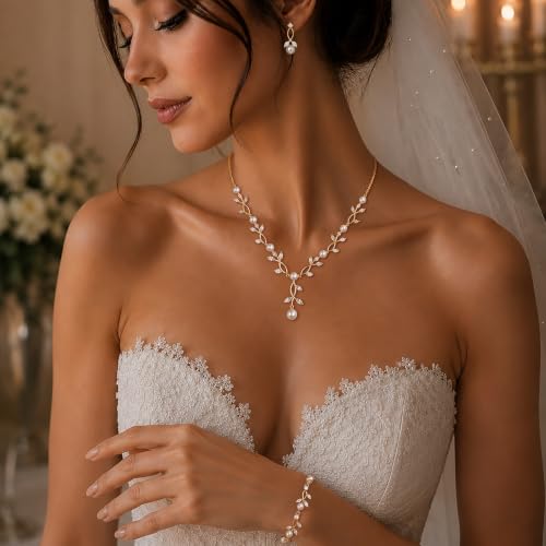 Zeffy Pearl Necklace 4MM/6MM/8MM Dainty Round Imitation Pearl Choker Necklace Wedding Pearl Necklace Delicate Jewelry for Women Simple Bridesmaid Jewelry Gifts - style: Wedding Pearl Necklace+Bracelet+Earrings