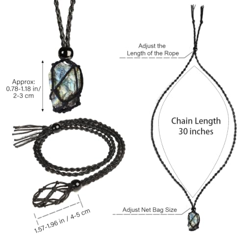 weryerker Natural Gemstone Pendant Necklace Healing Crystal Stone Pendant with Hand-Woven Rope Adjustable for Women Men - color: 1pc Labradorite 1