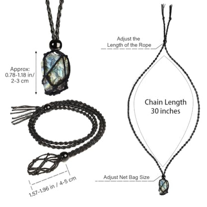weryerker Natural Gemstone Pendant Necklace Healing Crystal Stone Pendant with Hand-Woven Rope Adjustable for Women Men - color: 1pc Labradorite 1