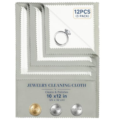 Bonison 3 Pack Large Silver Polishing Cloth – 10"x12" Jewelry Cleaning Cloth & Multi-Layer Jewelry Polishing Cloth for Silver, Gold, Diamond, Platinum, Coins, Watches, Gemstones（Gray） - color: Set of 3 Cloths (Grey)