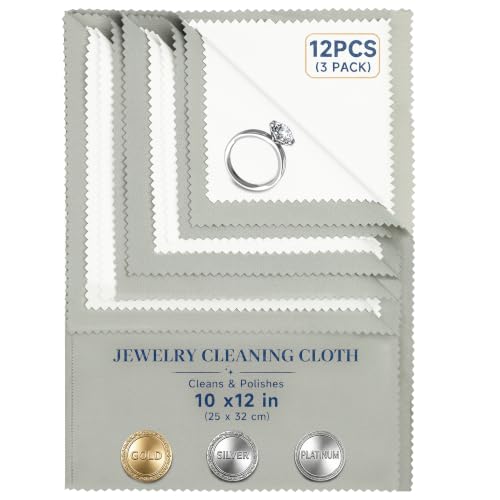 Bonison 3 Pack Large Silver Polishing Cloth – 10"x12" Jewelry Cleaning Cloth & Multi-Layer Jewelry Polishing Cloth for Silver, Gold, Diamond, Platinum, Coins, Watches, Gemstones（Gray） - color: Set of 3 Cloths (Grey)