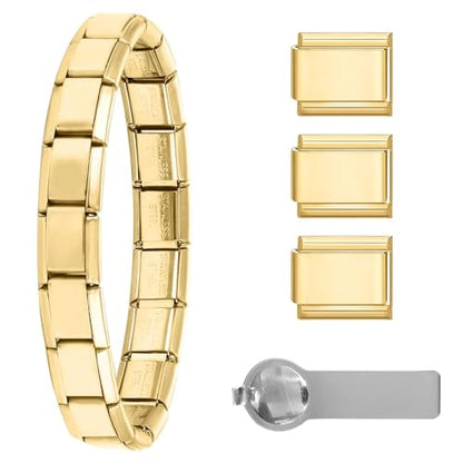 papasgix Italian Charm Bracelets, 9mm Italian Charm Bracelet Links | 9mm Stainless Steel Italian Charms, Detachable Personalized - color: Gold color