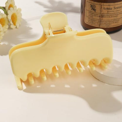 Ivyu 4-Inch Large Rounded Rectangle Hair Claw Clip for Women, Strong Hold | Smooth rounded teeth and a strong spring provide a secure hold for full updos on fine to medium hair. - color: Mlik yellow