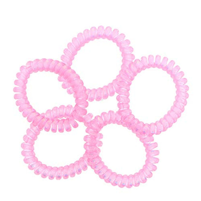 Irridescent Coil Pony Holders - Set Of 5-Pink - color: Pink