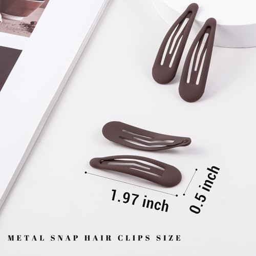 Small Hair Barrettes For Women No Slip Metal Snap Clips For Thin And Fine Hair,Matte Dark Brown,20 PCS,1.97 x 0.5 Inch. - color: Matte Dark Brown