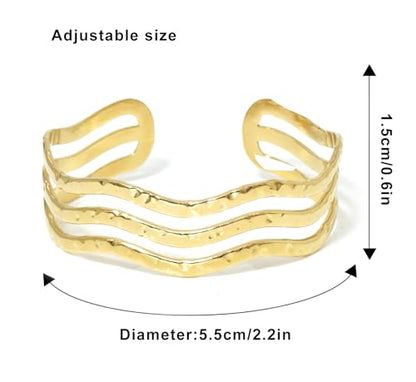 Multi-Layer Cuff Bracelet for Women Cross Wire Bracelets Open Wide Cuff Gold Bangle Bracelet - color: G
