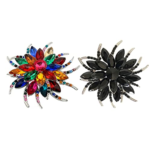 seven wolves Women's Austrian Crystal Brooch Wedding Flower Leaf Bouquet Brooch - color: 2-Black Multicolor