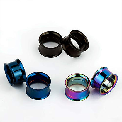 Set of 12 pcs Stainless Steel Ear Plugs Large Double Flare Alloy Gauges Stretching Screw Fit Tunnels Gauge 2g - 1 inch - size: 12mm