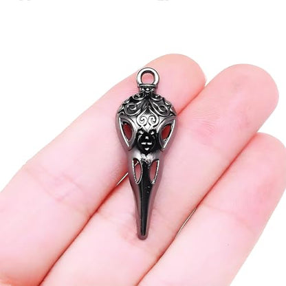 Slip Chain Choker for Women Handmade Black Stainless Steel Cuban Chain Chunky Moon Bat Raven Skull Pendant Gothic Punk Rock Collar Adjustable Lariat Y Necklace for Men - style: Raven skull