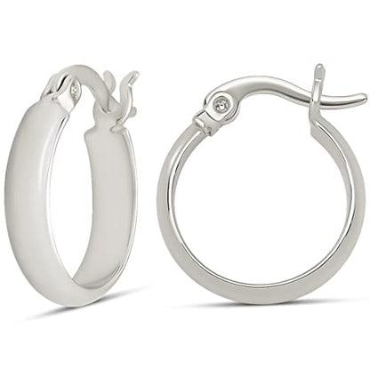 Amazon Essentials 14K Gold or Sterling Silver Plated Polished Dome Hoop - color: Silver, size: 15 mm