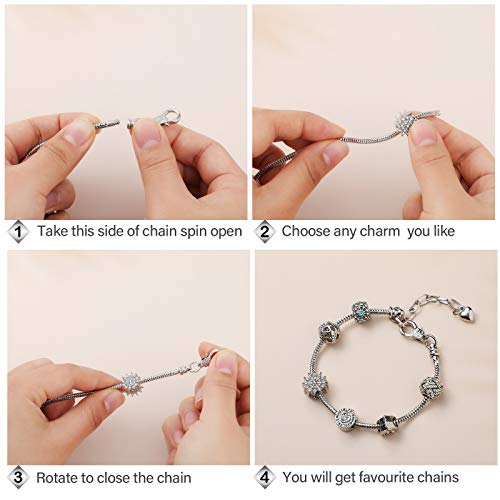 Hicarer 20 Pcs Snake Charm Bracelet Chain Adjustable Bangle Bracelets for Jewelry Making, Gold Silver Stainless Steel Bracelet Chains with Heart Extender for Women DIY Jewelry Making Supplies(Silver) - color: Silver