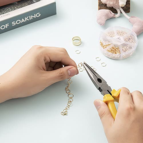 Handyman Crafts Jump Rings Kit With1000PCS Open Jump Rings 40PCS 12mm Lobster Clasps and Jump Rings Opener for Jewelry Making Keychains and Necklace Repair (Gold) - color: Gold