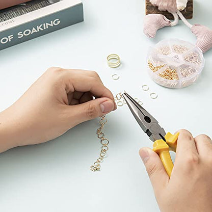Handyman Crafts Jump Rings Kit With1000PCS Open Jump Rings 40PCS 12mm Lobster Clasps and Jump Rings Opener for Jewelry Making Keychains and Necklace Repair (Gold) - color: Gold