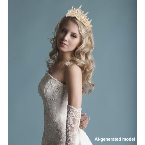 Casoty Gold Crystal Tiaras and Crowns for Women, Rhinestone Queen Headband Bridal Headpieces for Wedding Birthday Prom Quinceanera Pageant Party - color: Gold