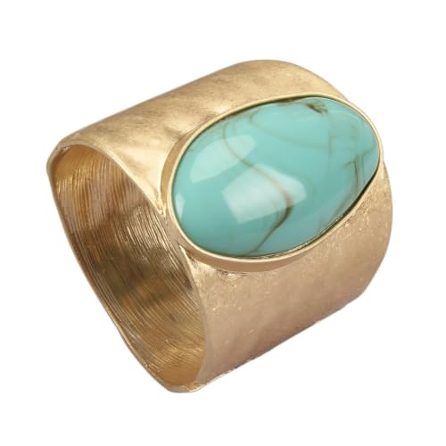 GelConnie Chunky Cuff Bangle Bracelet for Women, Statement Jewelry | Gold and Silver Tone Cuff Bangles with Resin, Crystal and Textured Accents for Party, Vacation and Dressy Looks - style: Bangle 06-Turqoise