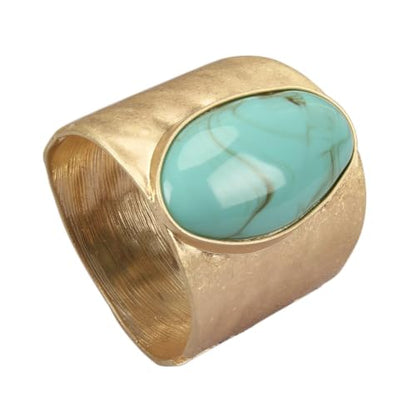 GelConnie Chunky Cuff Bangle Bracelet for Women, Statement Jewelry | Gold and Silver Tone Cuff Bangles with Resin, Crystal and Textured Accents for Party, Vacation and Dressy Looks - style: Bangle 06-Turqoise