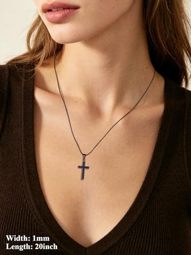 U7 Snake Necklace for Women 14K Gold Plated/Silver/Rose Gold/Black Chain Necklace Hypoallergenic, Stainless Steel Tiny Snake Chain Necklace 1/1.2/1.5/2MM, 14-30" Adjustable Minimalist Gift - color: d.Black-1mm