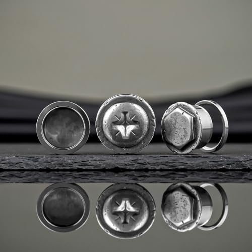 Stainless Steel Ear Gauges Flesh Plugs and Tunnels Piercing Expander, Sun and Moon Matched Stretchers. - color: S8666G, size: 25 mm