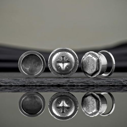 Stainless Steel Ear Gauges Flesh Plugs and Tunnels Piercing Expander, Sun and Moon Matched Stretchers. - color: S8666G, size: 16 mm