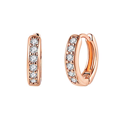 Barzel 18K Gold Plated Cubic Zirconia Huggie Cuff Earrings For Women - color: Rose Gold Round