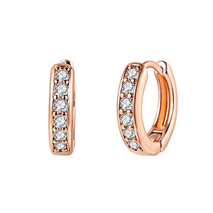 Barzel 18K Gold Plated Cubic Zirconia Huggie Cuff Earrings For Women - color: Rose Gold Round