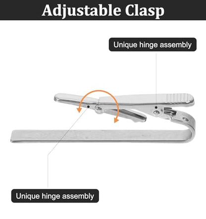 3 Pack Silver Tie Clips for Men, Classic Tie Clips for Men Silver with Adjustable Clasp Ideal for Professional Office Wear and Formal Events