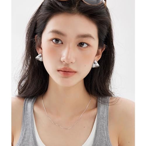 Statement Chunky Gold Earrings for Women Unique Square Stainless Steel Heaven Mayhem Button Stud Earrings Trendy Jewelry - style: Silver Triangle