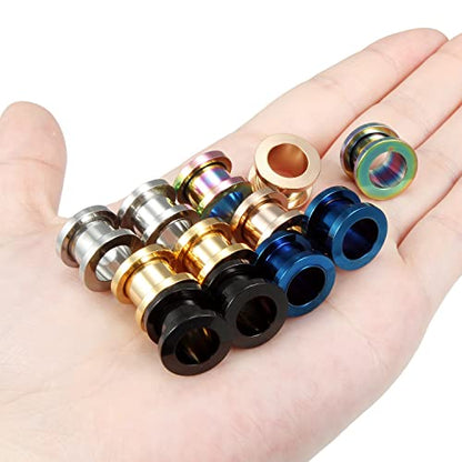 Vsnnsns 14G 12G 8G 6G 4G 2G 0G 00G Stainless Steel Ear Tunnels Screw Fit Ear Plugs Tunnels Gauges Set 1.6MM 2MM 3MM 4MM 5MM 6MM 8MM 10MM - color: 00G-10mm