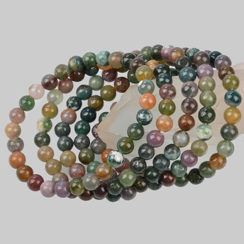MASSIVE BEADS Handmade Yoga Stretch Elastic Bracelet Natural Stone Crystal Healing Power Energy Gifts for Unisex Adult 4mm 6mm 8mm 10mm - color: Indian Agate(Peaceful), size: 6mm