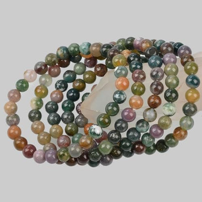 MASSIVE BEADS Handmade Yoga Stretch Elastic Bracelet Natural Stone Crystal Healing Power Energy Gifts for Unisex Adult 4mm 6mm 8mm 10mm - color: Indian Agate(Peaceful), size: 6mm
