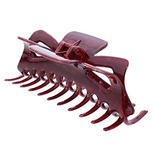 5.5 inch Jumbo Jaw Clip Extra Large Marbelized Hair Claw for Women(Red) - color: Red
