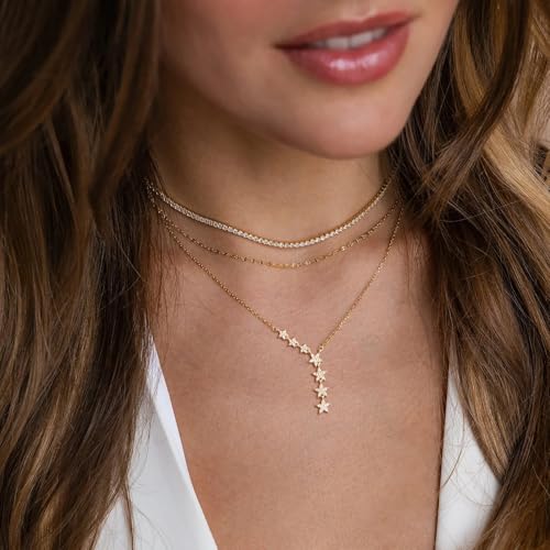 Lariat Necklace for Women, Dainty 14K Gold/Silver Plated Long Necklaces for Women Trendy Simple Layered Y-Shaped Pendant Necklace Adjustable Fashion Jewelry Gift - color: Gold, style: Seven Star Pendant