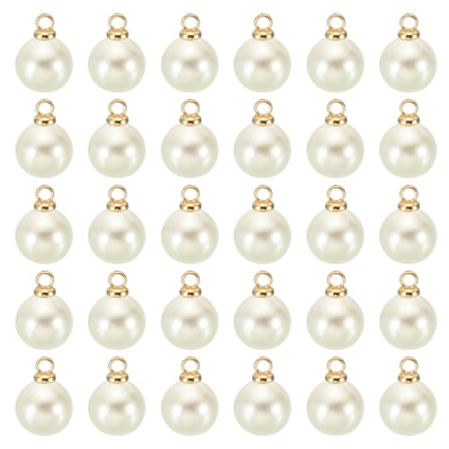 PATIKIL Pearl Charm, 100pcs Pearl Beads Faux Pearl Pendant Charm DIY for Jewelry Making Bracelets Earrings Necklace Crafts - color: Golden Beige, size: 8mm